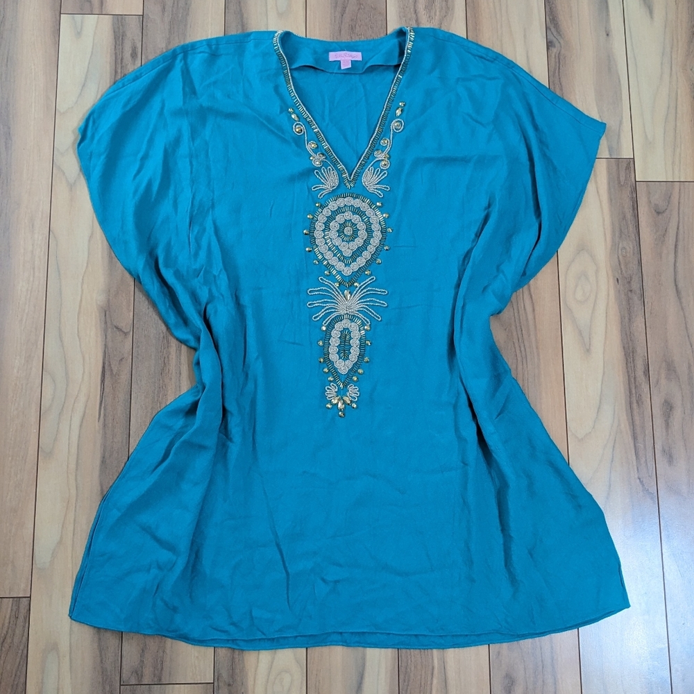 EUC! Lilly Pulitzer Chai Caftan Dress Agate Green Size S/M